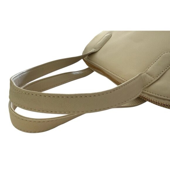 Liz Claiborne Leather Co. Ivory Leather Double Handle Zip Closure Satchel Purse - Picture 10 of 11